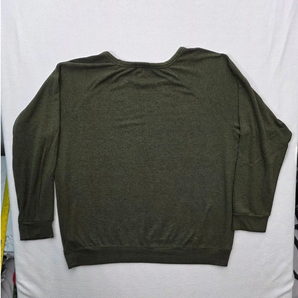 Buffalo David Bitton Pullover Sweatshirt XL Olive Green Marled Knit Raglan Top
